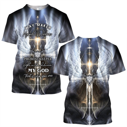 Way Marker Cross With Wings Jesus Unisex Shirt - Christian 3D Shirt