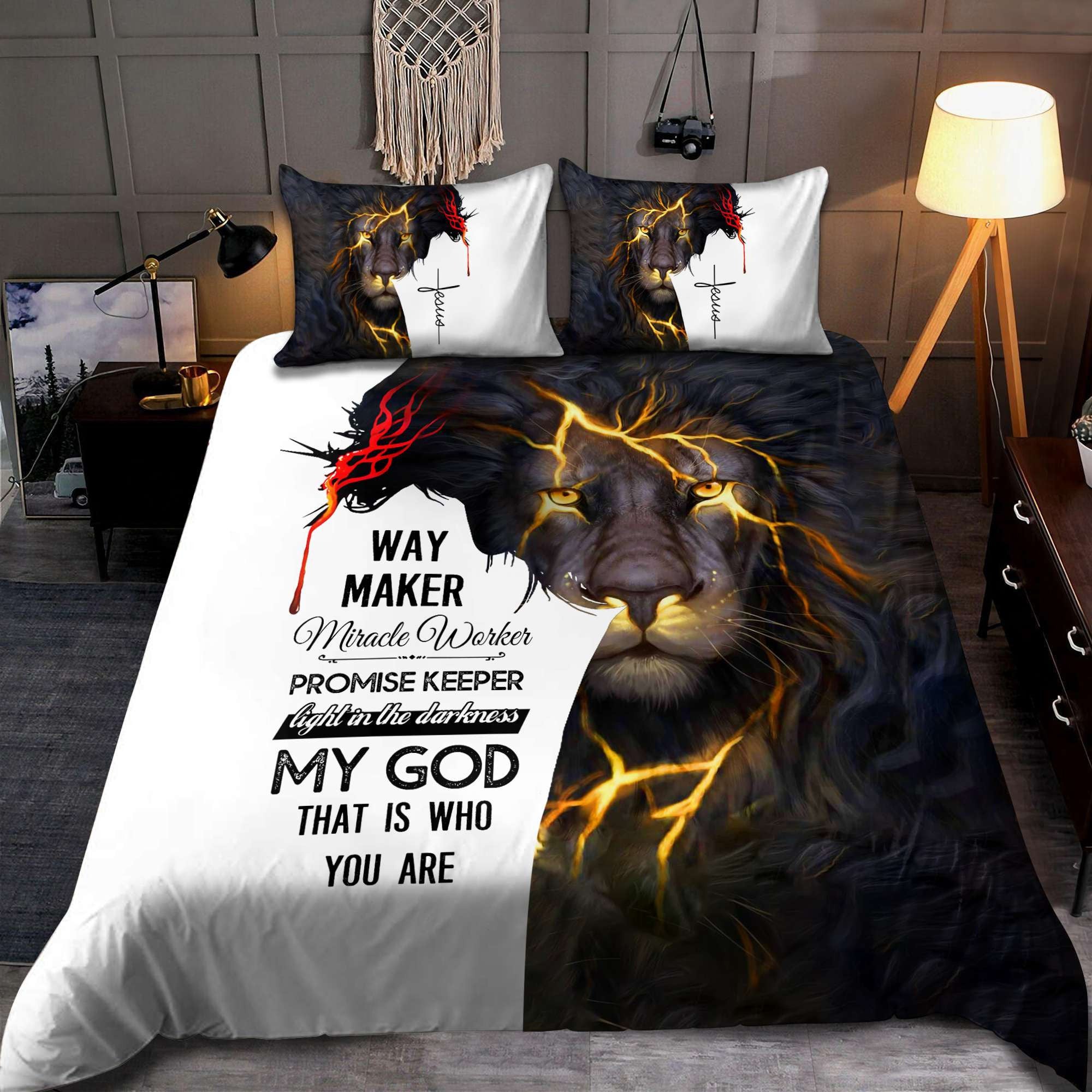 Way Marker Jesus Lion Jesus Bedding Set - Christian Bedding Sets
