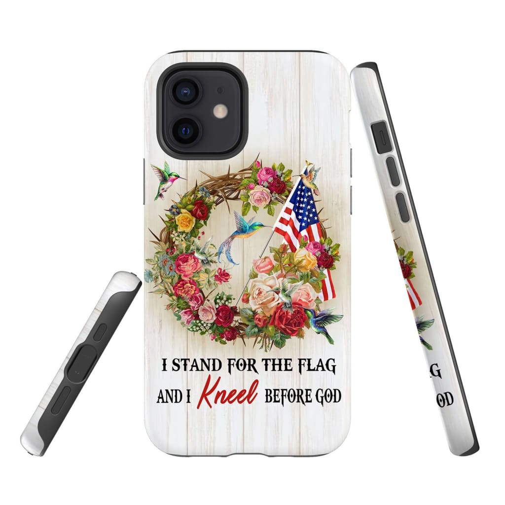 We Kneel At The Cross And Stand For The Flag Christian Phone Case - Inspirational Bible Scripture iPhone Cases