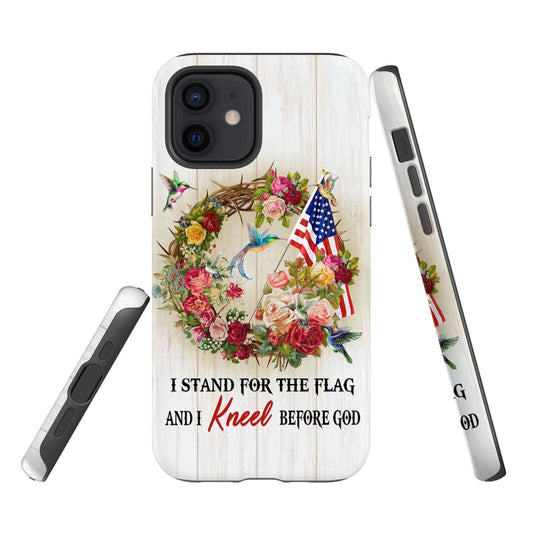 We Kneel At The Cross And Stand For The Flag Christian Phone Case - Inspirational Bible Scripture iPhone Cases