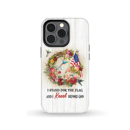 We Kneel At The Cross And Stand For The Flag Christian Phone Case - Inspirational Bible Scripture iPhone Cases