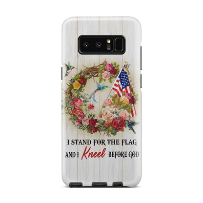 We Kneel At The Cross And Stand For The Flag Christian Phone Case - Inspirational Bible Scripture iPhone Cases