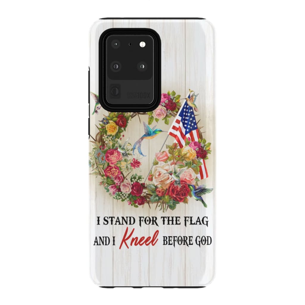 We Kneel At The Cross And Stand For The Flag Christian Phone Case - Inspirational Bible Scripture iPhone Cases