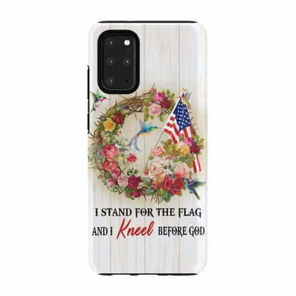 We Kneel At The Cross And Stand For The Flag Christian Phone Case - Inspirational Bible Scripture iPhone Cases