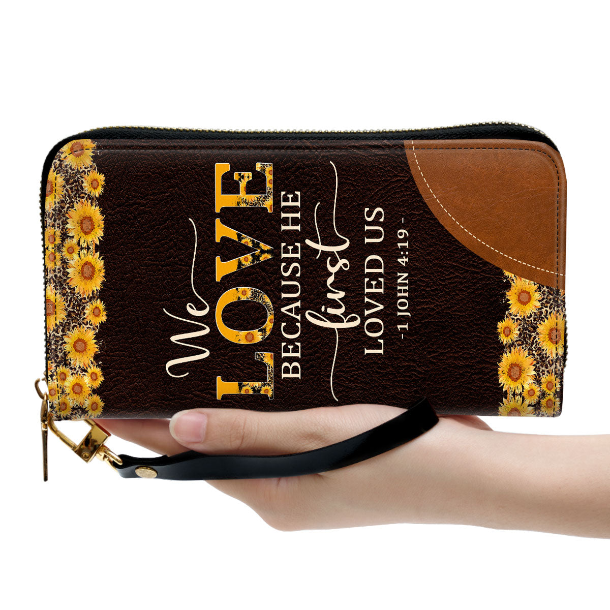 We Love Because He First Loved Us 1 John 4 19 Clutch Purse For Women - Personalized Name - Christian Gifts For Women