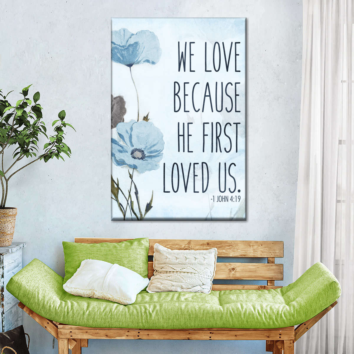 We Love I Wall Art Canvas - Christian Wall Hangings - Bible Verse Wall Art Canvas