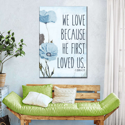 We Love I Wall Art Canvas - Christian Wall Hangings - Bible Verse Wall Art Canvas