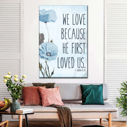 We Love I Wall Art Canvas - Christian Wall Hangings - Bible Verse Wall Art Canvas