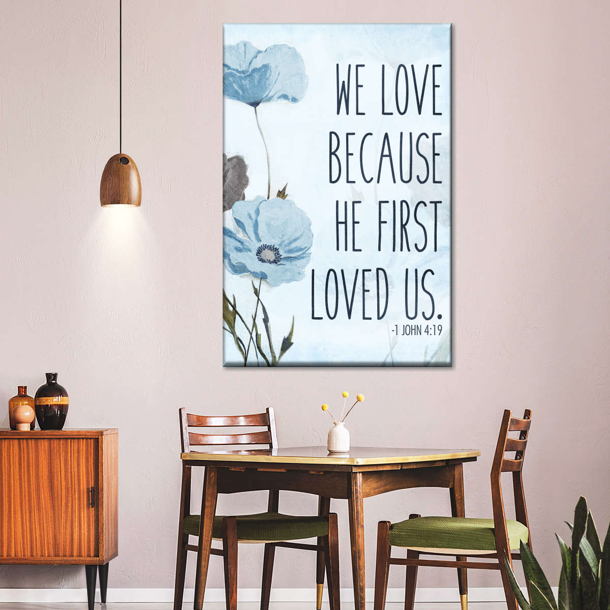 We Love I Wall Art Canvas - Christian Wall Hangings - Bible Verse Wall Art Canvas