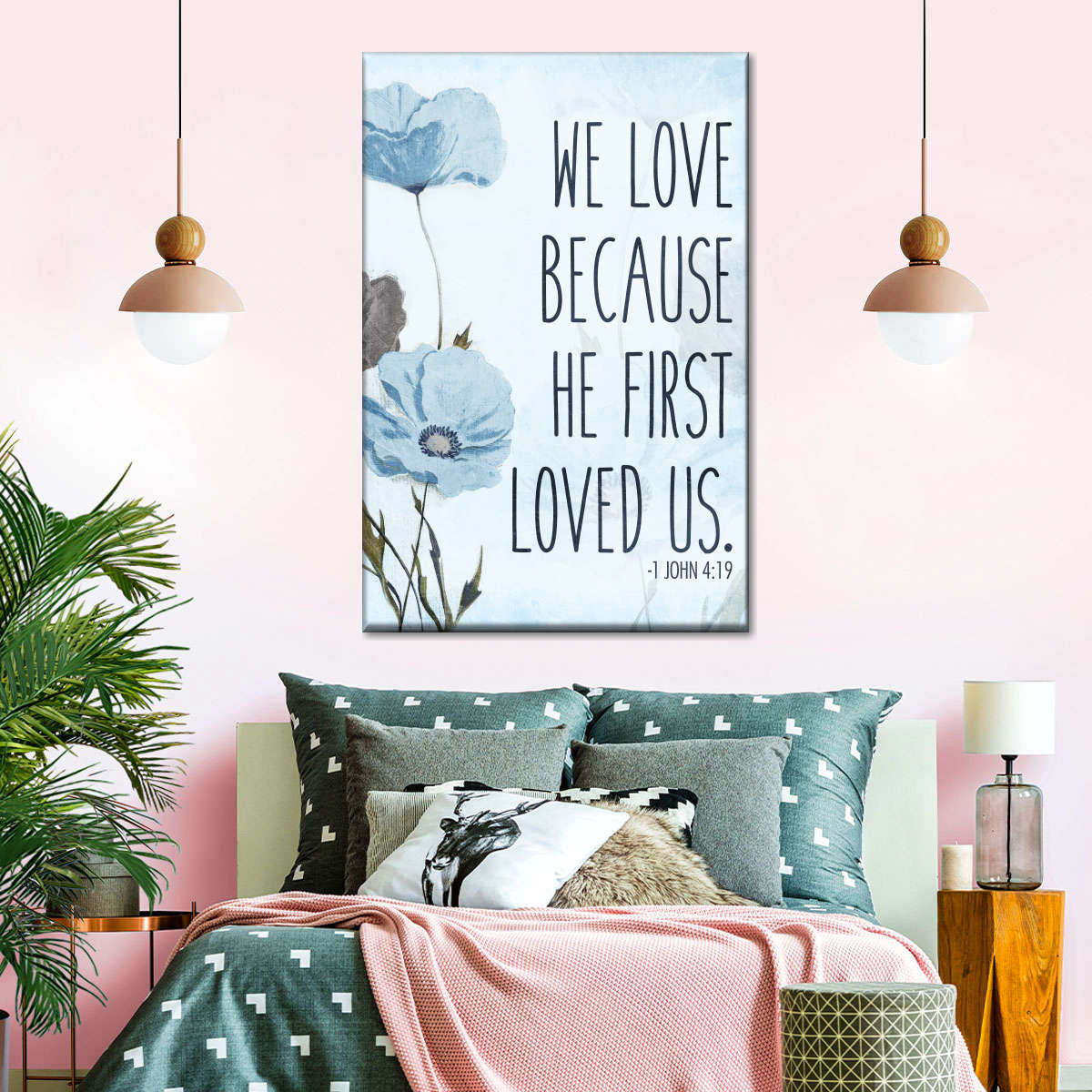 We Love I Wall Art Canvas - Christian Wall Hangings - Bible Verse Wall Art Canvas