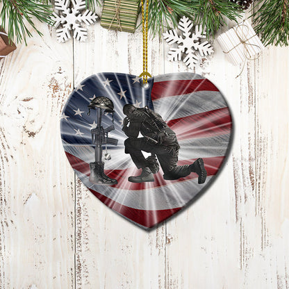 We Owe Them Veterans Heart Ceramic Ornament - Christmas Ornament - Christmas Gift