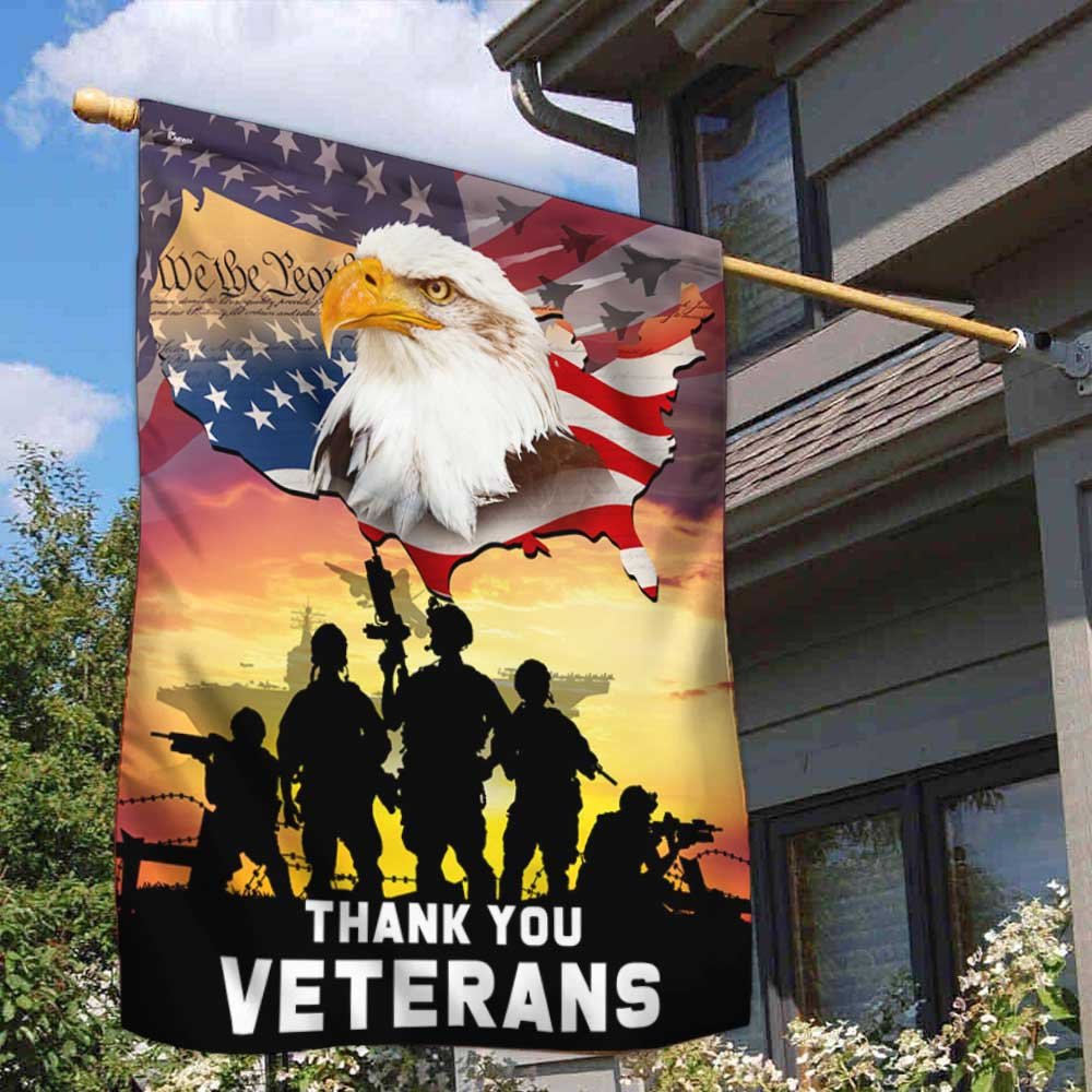 We The People. American Eagle Thank You Veterans Flag - Outdoor House Flags - Decorative Flags