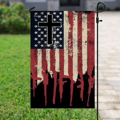 We The People 2nd Amendment Christian Cross US House Flags - Christian Garden Flags - Outdoor Christian Flag