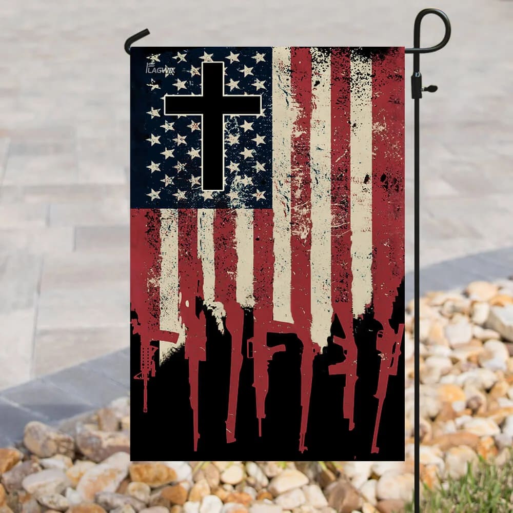 We The People 2nd Amendment Christian Cross US House Flags - Christian Garden Flags - Outdoor Christian Flag
