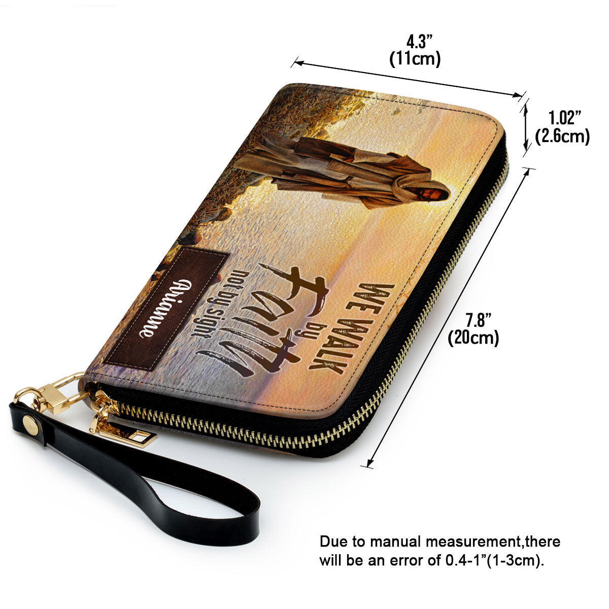 We Walk By Faith Not By Sight Jesus Clutch Purse For Women - Personalized Name - Christian Gifts For Women