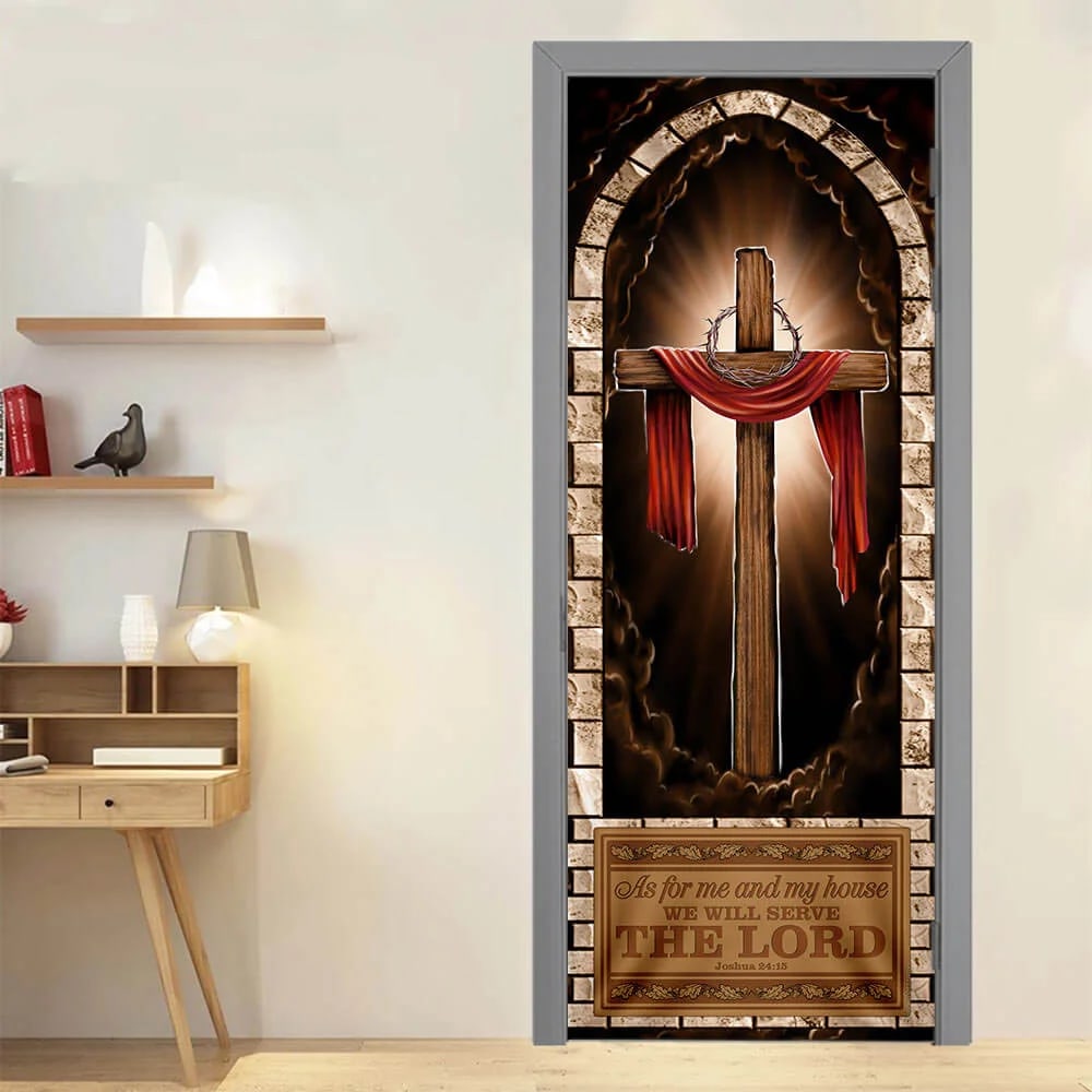 We Will Serve The Lord Door Cover - As For Me And My House Door Cover - Religious Door Decorations