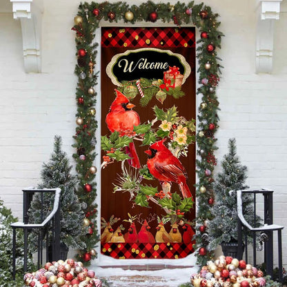 Welcome Home Cardinal Christmas Door Cover - Cardinal Christmas Decor - Christmas Door Cover Decorations