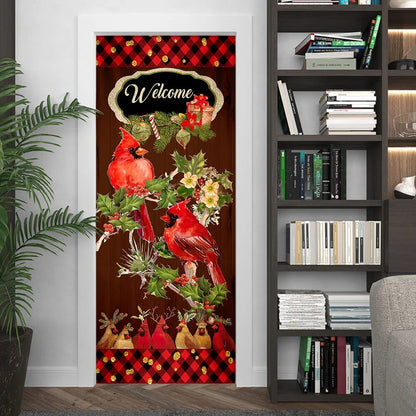 Welcome Home Cardinal Christmas Door Cover - Cardinal Christmas Decor - Christmas Door Cover Decorations