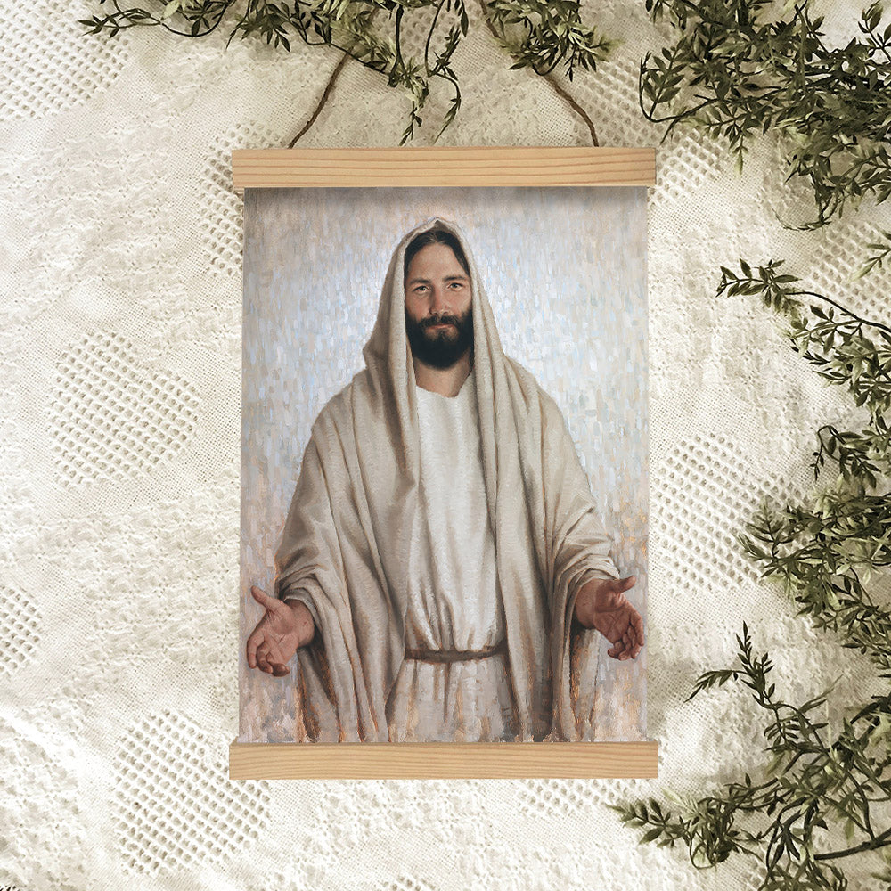 Welcome Home Hanging Canvas Wall Art - Jesus Picture - Jesus Portrait Canvas - Religious Canvas