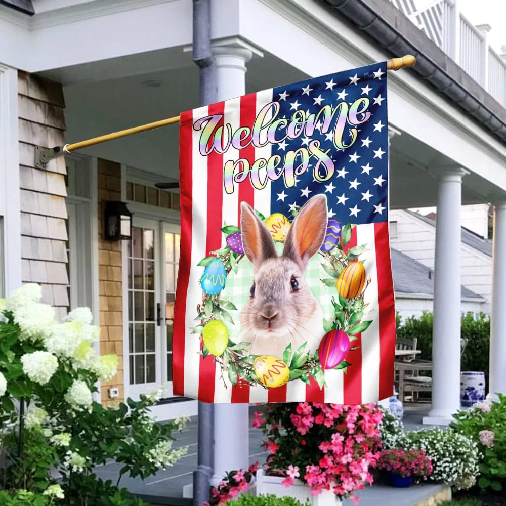 Welcome Peeps Easter Flag - Easter House Flags - Christian Easter Garden Flags
