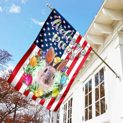 Welcome Peeps Easter Flag - Easter House Flags - Christian Easter Garden Flags