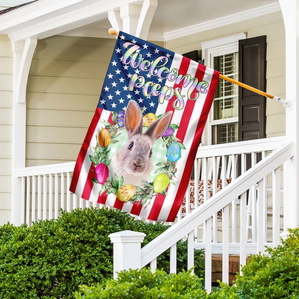 Welcome Peeps Easter Flag - Easter House Flags - Christian Easter Garden Flags