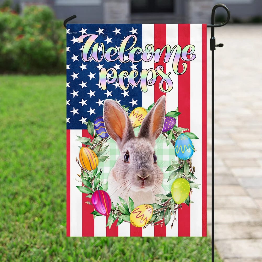 Welcome Peeps Easter Flag - Easter House Flags - Christian Easter Garden Flags