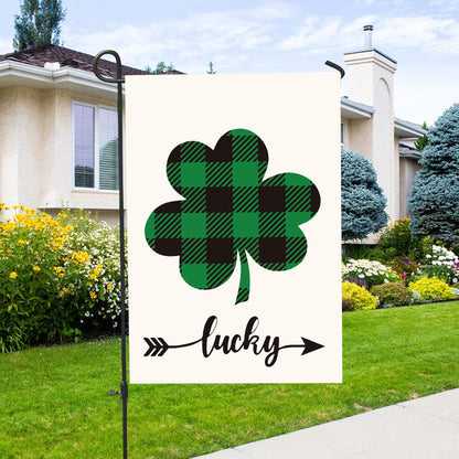 Welcome St. Patrick's Day Shamrock Clover House Flag - St. Patrick's Day Garden Flag - Outdoor St Patrick's Day Decor