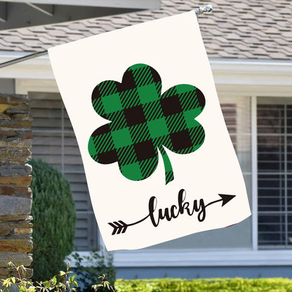 Welcome St. Patrick's Day Shamrock Clover House Flag - St. Patrick's Day Garden Flag - Outdoor St Patrick's Day Decor