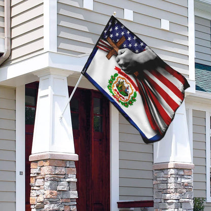 West Virginia Christian Cross House Flag - Christian Garden Flags - Outdoor Religious Flags