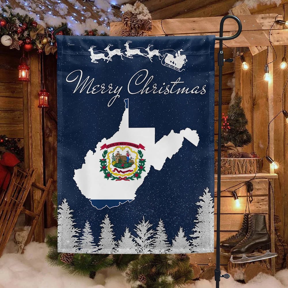 West Virginia Christmas Flag - Christmas Garden Flag - Christmas House Flag - Christmas Outdoor Decoration