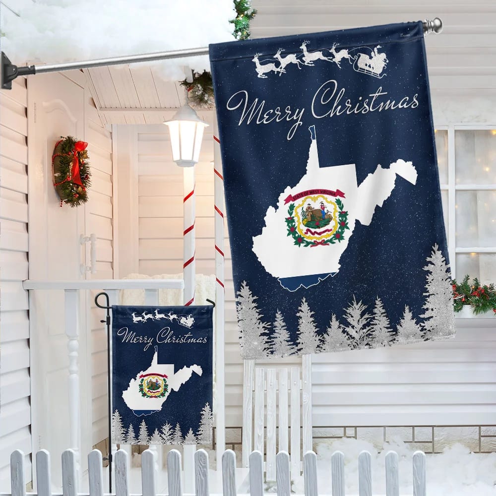 West Virginia Christmas Flag - Christmas Garden Flag - Christmas House Flag - Christmas Outdoor Decoration