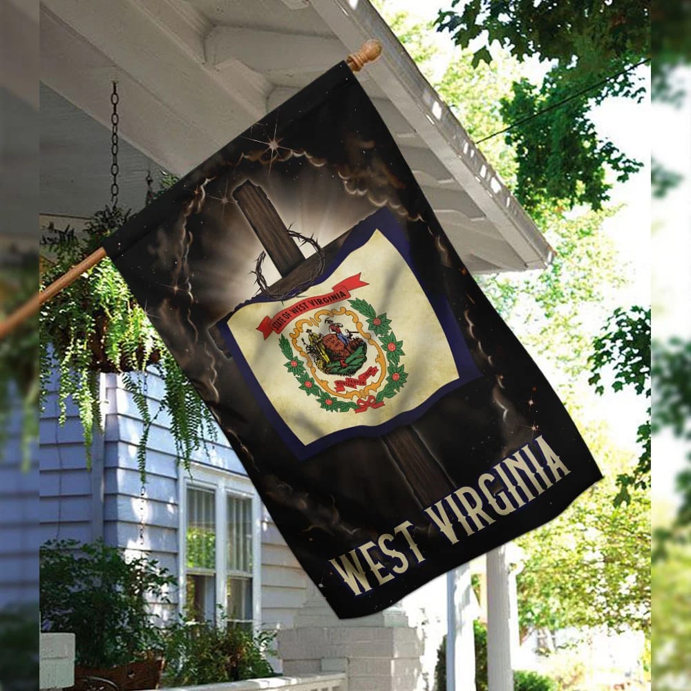 West Virginia Cross Jesus House Flag - Christian Garden Flags - Outdoor Religious Flags