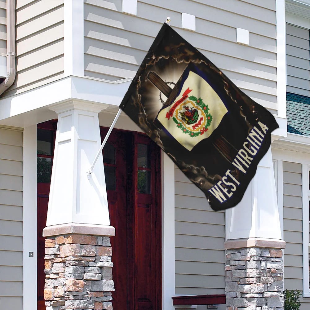 West Virginia Cross Jesus House Flag - Christian Garden Flags - Outdoor Religious Flags