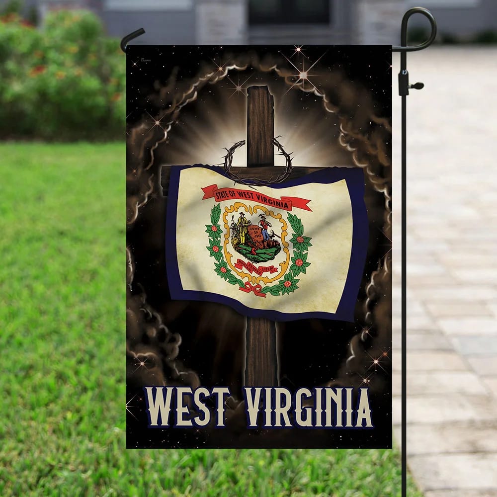 West Virginia Cross Jesus House Flag - Christian Garden Flags - Outdoor Religious Flags