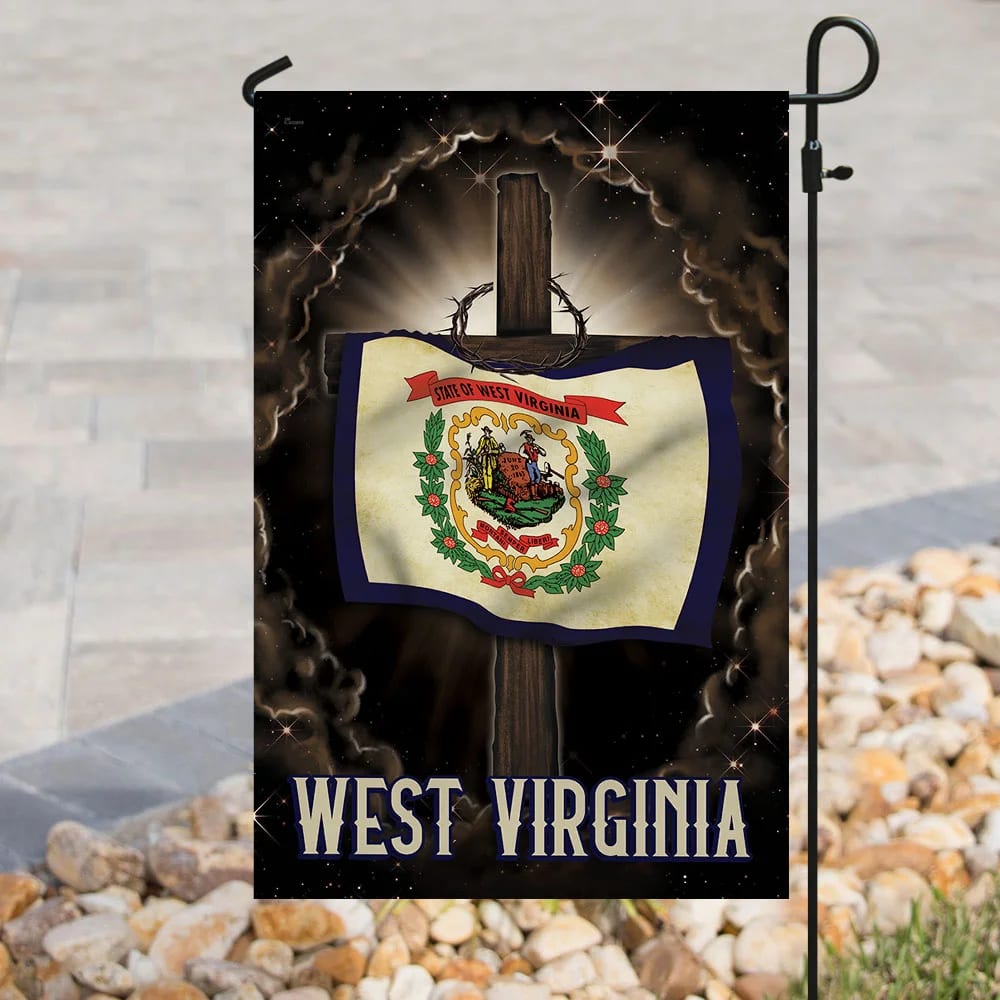 West Virginia Cross Jesus House Flag - Christian Garden Flags - Outdoor Religious Flags