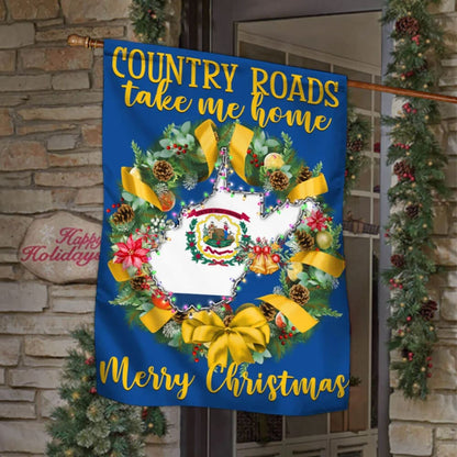West Virginia Merry Christmas Coun Take Me Home Flag - Christmas Garden Flag - Christmas House Flag - Christmas Outdoor Decoration