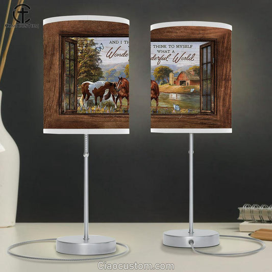 What A Wonderful World Dream Horse River Table Lamp For Bedroom - Bible Verse Table Lamp - Religious Room Decor