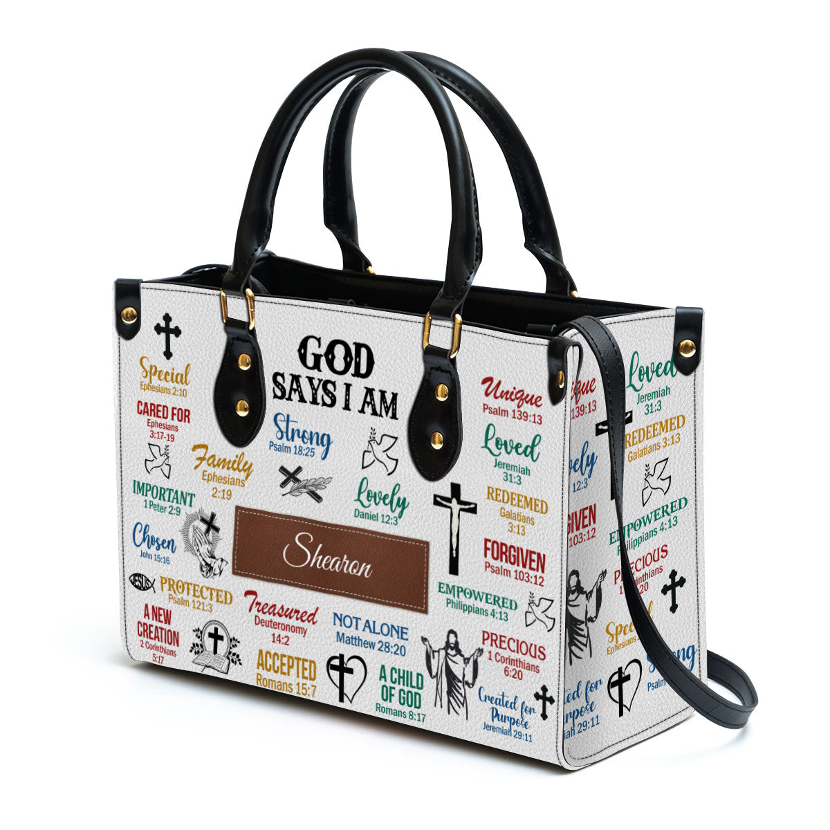 What God Says About You Leather Bag - Personalized Leather Bag With Handle for Christian Women