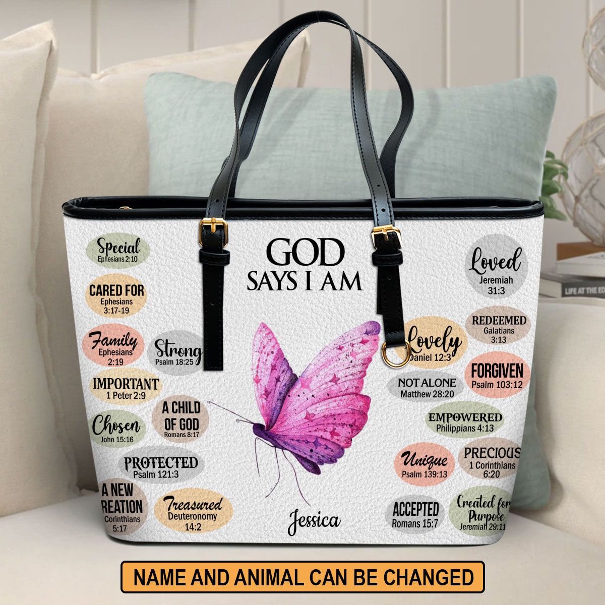 What God Says About You Personalized Large Leather Tote Bag Scripture Gifts For Christian Women
