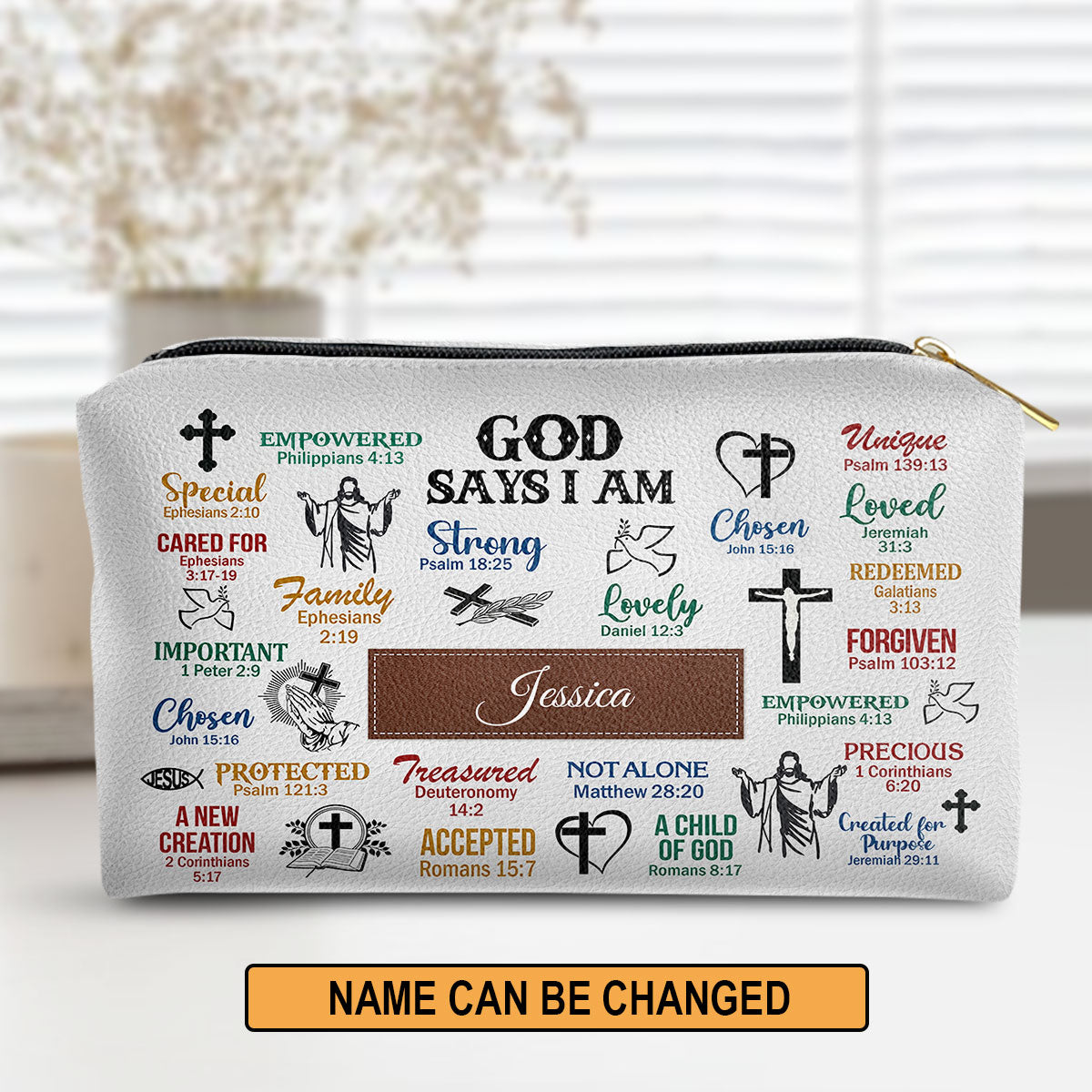 What God Says About You Personalized Leather Pouch With Zipper - Christ Gifts For Religious Women