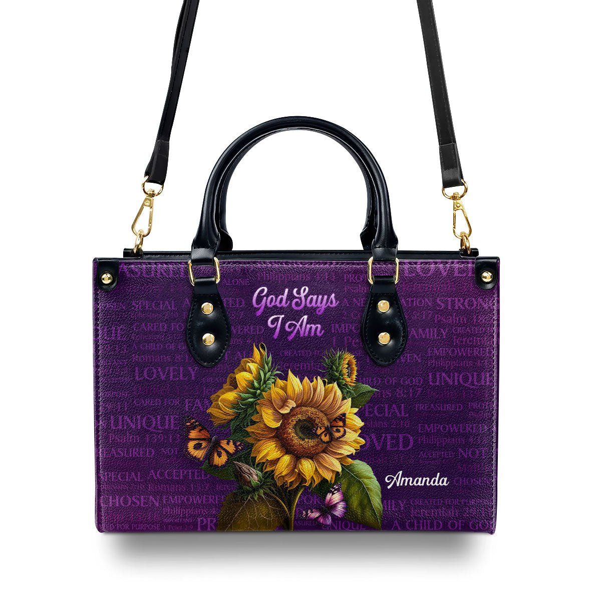 What God Says About You Religious Gift For Christian Ladies Personalized Leather Handbag With Handle