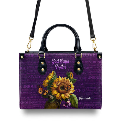 What God Says About You Religious Gift For Christian Ladies Personalized Leather Handbag With Handle