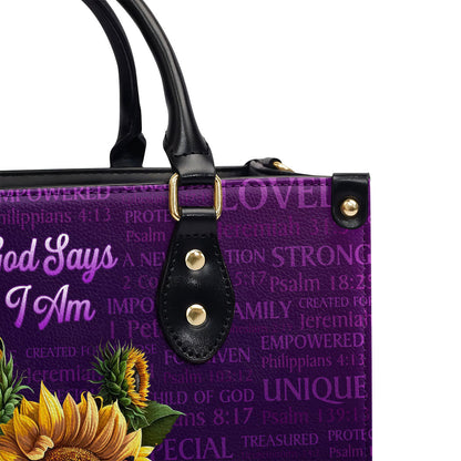 What God Says About You Religious Gift For Christian Ladies Personalized Leather Handbag With Handle