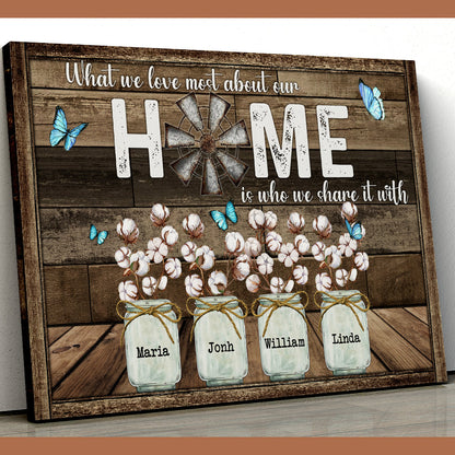 What We Love Most About Our Home Canvas - Personalized Family Gifts