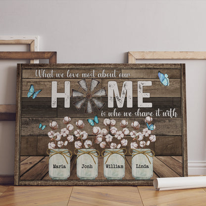 What We Love Most About Our Home Canvas - Personalized Family Gifts