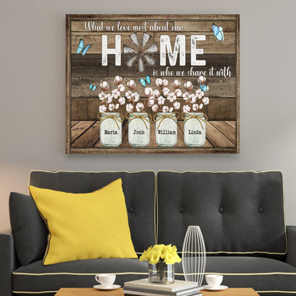 What We Love Most About Our Home Canvas - Personalized Family Gifts