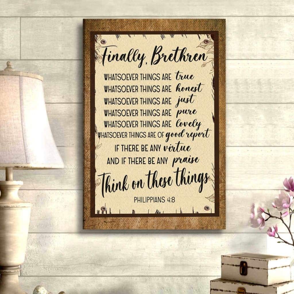 Whatsoever Things Are True Philippians 48 Bible Verse Canvas Art - Bible Verse Canvas - Scripture Wall Art