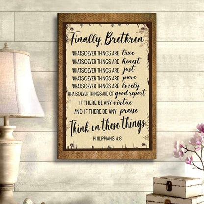 Whatsoever Things Are True Philippians 48 Bible Verse Canvas Art - Bible Verse Canvas - Scripture Wall Art