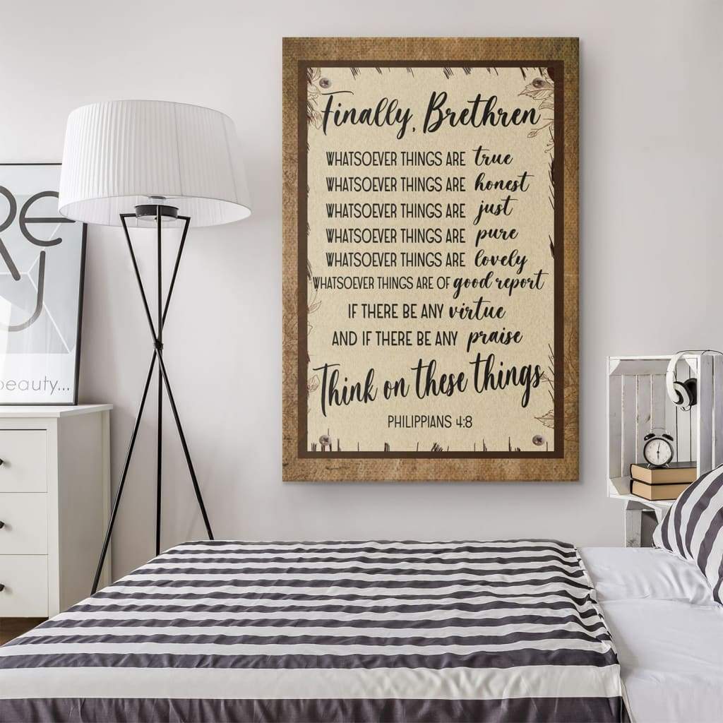 Whatsoever Things Are True Philippians 48 Bible Verse Canvas Art - Bible Verse Canvas - Scripture Wall Art